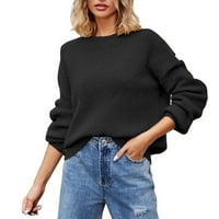 Lroplie Fall džemperi za žene okrugli izrez dugih rukava ženske modne modne posade izrez čvrstog labavog