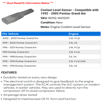 Senzor nivoa rashladne tečnosti - kompatibilan sa - Pontiac Grand am 2004