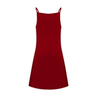 Žene Solid Halter A-line Mini modne ljetne haljine bez rukava Wine XL