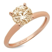 2. CT sjajan okrugli rez prozirni simulirani dijamant 18k ružičasto zlato pasijans prsten sz 10.5