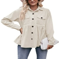 Ženska bluza za ortauroy Loase Fit košulju dugih rukava, pune boje, pune boje na vrhu bijelog xs