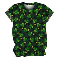 Zodggu Save Big St. Patrick's Day Graphic Lucky Clover T majice za žene Ljetni trendy pokloni za žene Crew vrat modnih ženskih bluza na vrhu kratkih rukava za slobodno vrijeme crne boje 8