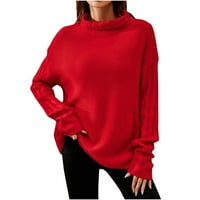 Voncos ženska mekani džemper - dugi rukav labav fit pletene pulover u boji