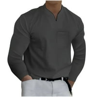 Košulje s dugim rukavima za muškarce Ležerne prilike pune boje Henley majice Genleman's Business Pulover Top