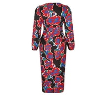 Yuwull Womens haljine ljetna odjeća za žene modne žene Štampanje kauzalne V-izrez dugih rukava jesenski