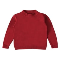 Cindysus Kids casual dugih rukava pletene džempere Toddler Labavi džemper toplo kućni posadni vrat Termički pulover tamno crveno 8