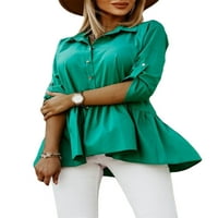 Ženska modna košulja Solid boja temperamentne reverl pola rukava jednokratna elegantna bluza