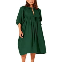 Rejlun dame midi haljina V izrez duge haljine rukave boemska seksi plaža zelena l
