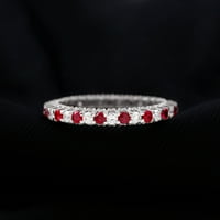 Potpuni vječni prsten - rubin i dijamantski prsten za žene, srebrna srebra, US 5,50
