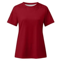 Ženski vrhovi okrugli dekolte Ženske bluze Ležerne majice kratki rukav modni crveni l