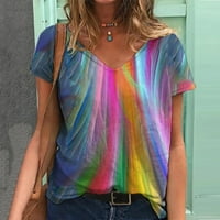 Mikilon Plus size Ženski kratki rukav tiskani V-izrez The The The The Majica Bluza Ženska ženska majica