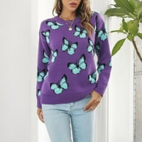 Podplug džemperi za žene, ženski džemper od leptira izgubio je jesen zimski dugi rukav džemper xl