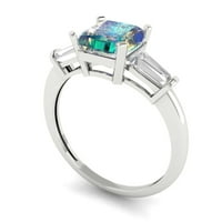 1. CT sjajan kvadratni smaragdni rez proclan simulirani dijamant 18k bijelo zlato Tromjenski prsten s 455