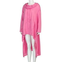 Shiusina Womens T majice plus veličina dugih rukava na dugim rukavima vrhovi čvrstog duksera Džemper nepravilna bluza ružičasta