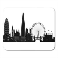 Pejzaž London City Skyline Silhouette Bijeli nacrt Stara Crna tornarka MousePad Mouse Pad Mouse Mat