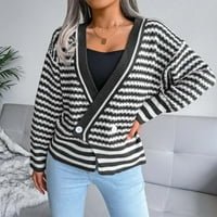 Pumpe za žene lagane džempere Aueoeo Cardigan, ženska modna ležerna duksera za spajanje zvuka V-izrez Pleteni džemper