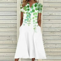 Sendresses za žene V izrez Moda Ležerne prilike Trupne haljine s kratkim rukavima Duga haljina zelena 8