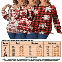 Glonme Božićni pulover s dugim rukavima za žene Ped Ležerne prilike Crew Tops Sonw Xmas Tree Elk Print