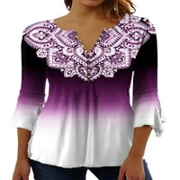 Luxplum dame Ljetni vrhovi cvjetni print majica V izrez tunika Bluza Ležerna majica za odmor u obliku