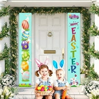 Solacol Happy Easter Banner Wall Hangets Torch znakovi na otvorenom Uskršnji trijem Sign Sretan uskrsni baner unutarnji zidni zid viseći zastave Baneri Prednji potporni znak Dobrodošli u naš trijem