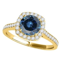 Mauli dragulji za angažman za žene 1. Carat Halo jedinstveni dizajn plavi dijamantni angažman vjenčani prsten 4-prong 14k čvrsto žuto zlato