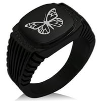 Nehrđajući čelik Ljubav leptir CZ rebrasta igla Stripe uzorak uzorak u obliku biciklističkog stila polirani prsten