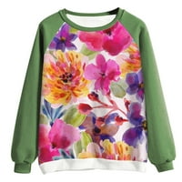 Aboser cvjetni print Slatka dukseva Ženska pulover Ležerne prilike Crewneck Fall Bluze Trendy dugih