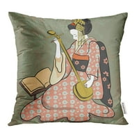 Japan klasična japanska žena drevno crtanje sviranje muzičke jastuk jastuk jastuk na poklopcu