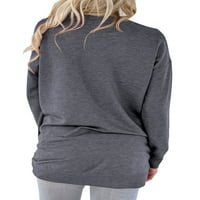 Žene grafički grafički ispis posade s dugim rukavima džepovi pulover vrh