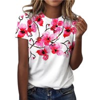 Majice za ženske ležerne tuničke top majice okrugli vrat Top tiskani gradijent cvjetni košulju s kratkim