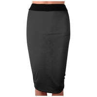 Hanas Fashion Socks ženska modna čvrsta boja seksi elastična struka hip-wrap dugačka suknja tamno siva xxl