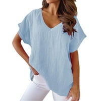 Daznico Womens Tops Ženska ležerna elegantna košulja Solid Color V izrez kratka rukava bluza Splice