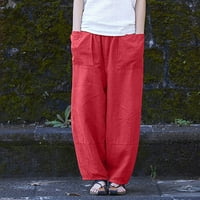Kakina s čišćenja ženske hlače za ljetne modne ženske ležerne pamučne posteljine džepom čvrste labave