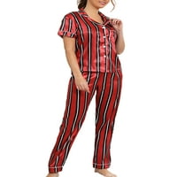 Glonme Dame Pijamas setovi svilene odjeće za spavanje odjeća noćna kućna odjeća Baggy Lounge set labavo satenska noćna odjeća crna ruža xl