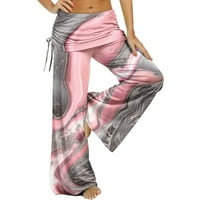 Owordtank elastični struk joga casual pantalone za žene Ispiši širok trag navodnika nogu
