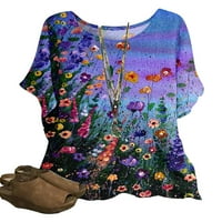 Yolossia Womens Ljetni ležerni cvjetni bluza s kratkim rukavima