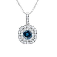 Mauli dragulji za angažovanje za žene 0. Carat plavi i bijeli dijamantski oblik jastuka Privjesak za