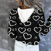 Duks za žensku modu - Clearance za crtanje dugih rukava zimski modni kapuljač pulover Crna dukserica
