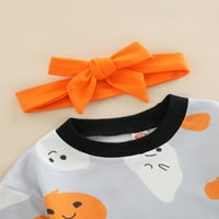Thaisu set za bebe, Halloween bundeve Ghost Ispis Kontrastni džemper s dugim rukavima + visoke struke hlače