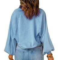Scyoekwg Wens Fall Tops Lanterne majice s dugim rukavima za ženske duksere Lagani labavi pulover vrhovi