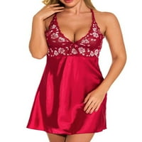 Avamo ženski donje rublje cvjetno chemise duboko vuče za noćnu odjeću za spavanje Mini kupaće za spavanje ledena čipka za babydoll wine crveni xl