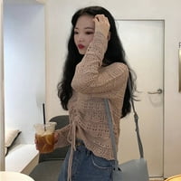 Ženski pleteni džemper ubojica s dugim rukavima tankim čvrstim labavim skakačem ženski pulover pletiva korejski modni vrhovi bijelog smeđe boje