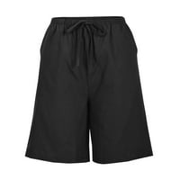 Hlače za vježbanje Žene sa džepovima Capri pantalone za žene plus veličine, ženske pune pamučne posteljine Bermuda šorc Ljetne hlače Široke noge Tweatly pamučne kratke hlače