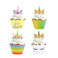 Setovi Rainbow Unicorn Cupcake omotači i topke za torte za torte Cupcake lisne i topke