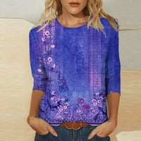 Modne majice za žene grafički cvjetni tiskani rukav vrhovi proljeće jesen casual pulover crewneck tee bluza