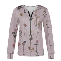 Ženska majica bluza Moda Ljeto proljeće Cvijeće Print patentni zatvarač s dugim rukavima Žene Ležerne