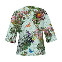 Amousa Ljetni vrhovi Ženska bluza za bluze Casual Labave majice Rukav Print V Vrtovi izreza Ispiši The
