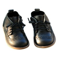 Daeful Boys Neklizajući čipke kožne cipele uniforme prozračne čizme Djevojke School Mid Top Brogue Boot gležnjače crna 10c