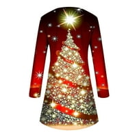 Levmjia Ženska haljina dugi rukavi Ženska modna božićna božićno drvce Ispiši haljinu s dugim rukavima