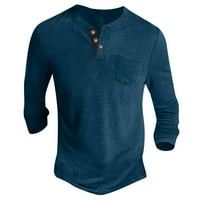 Muške Henley košulje Slim Regularna fit majica s dugim rukavima Men Polo Solid Color Gumb Down Muška